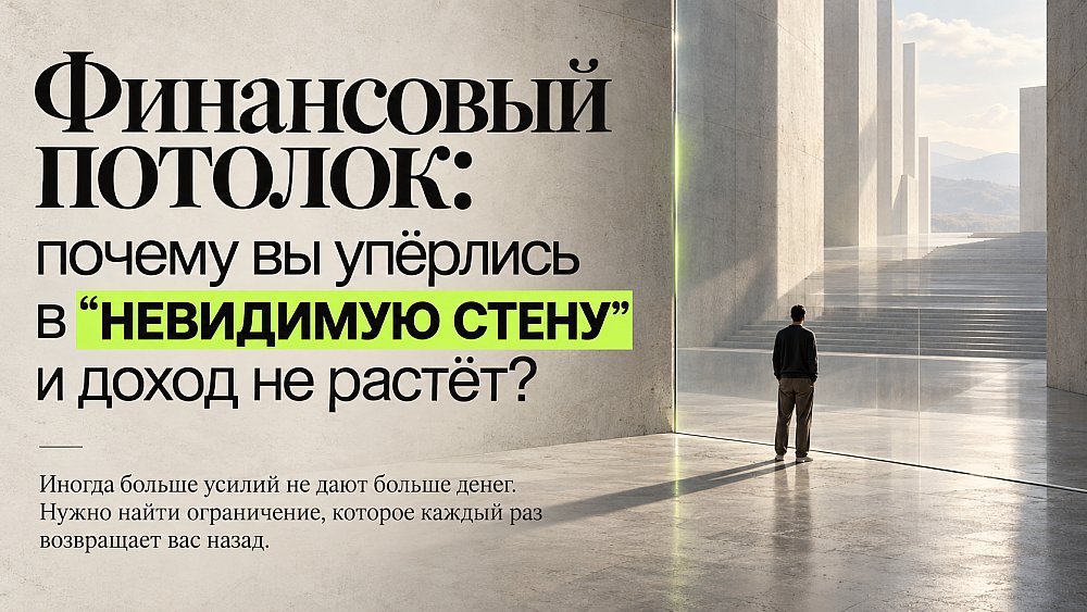 Превью: Финансовый потолок: почему вы упёрлись в&nbsp;«невидимую стену» и&nbsp;доход не растёт?