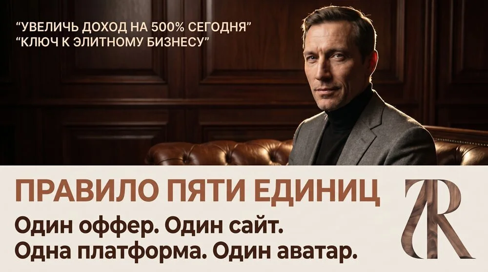 Превью: Правило пяти единиц: один оффер, один сайт, одна платформа, один аватар